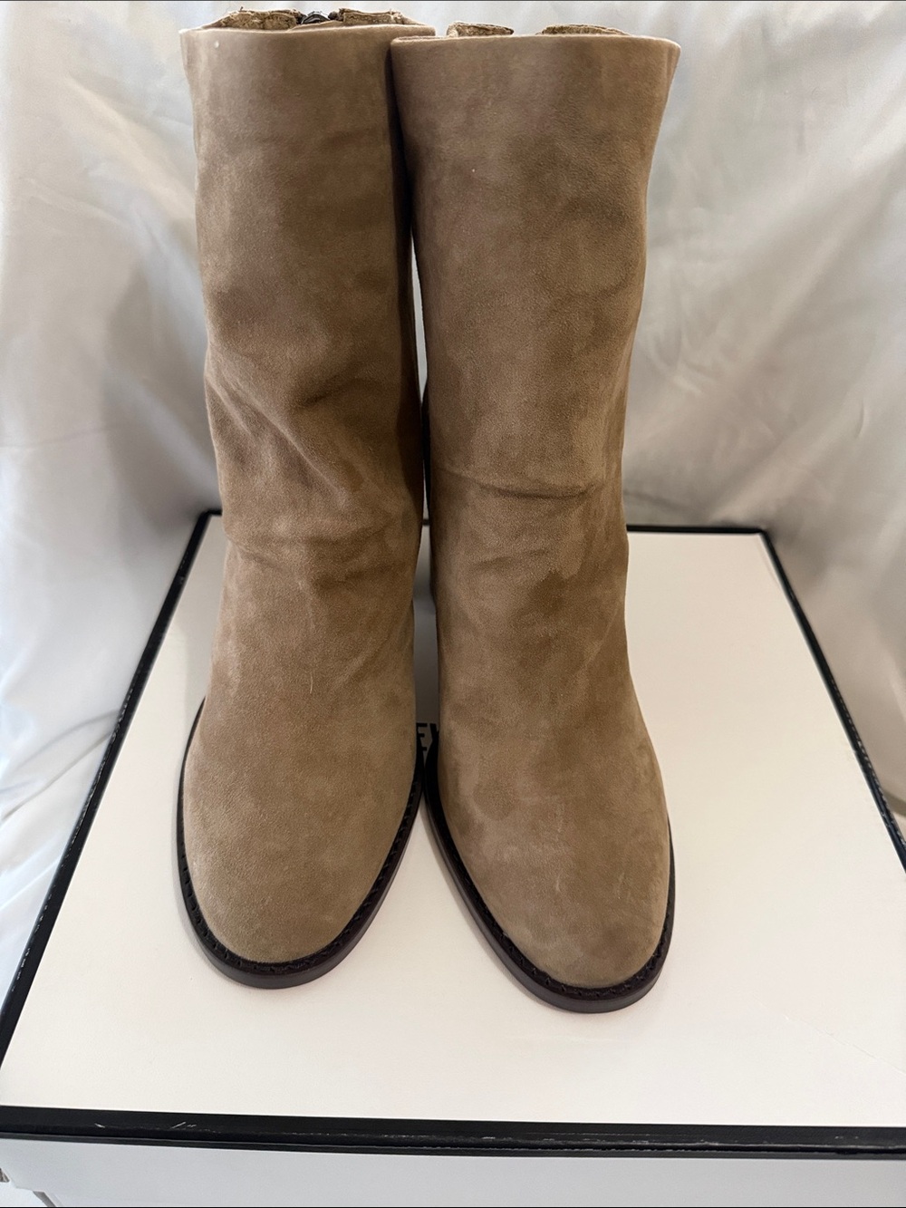 Steve Madden OBSESSION Taupe Suede Ankle Booties — New